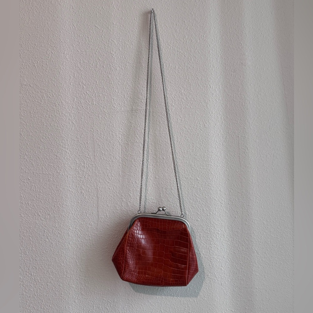 Furla Elegant Burnt Orange Crocodile-Embossed Women's Bag